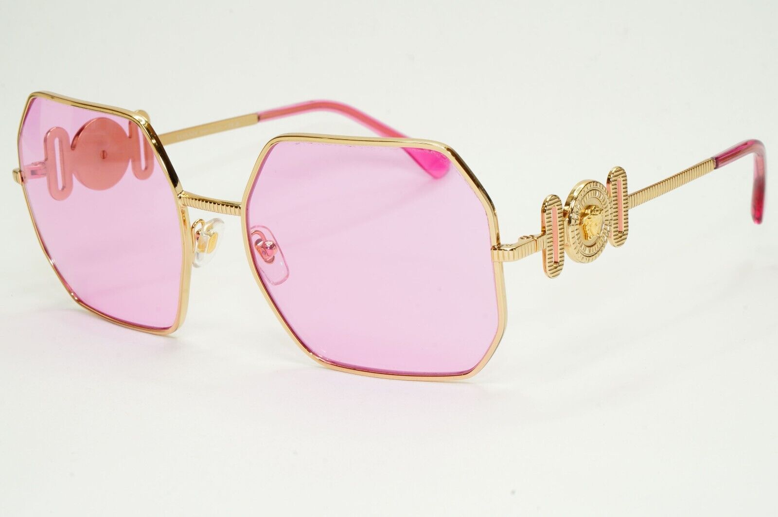 Versace Sunglasses Gold Fuchsia Pink Medusa Octagon Square MOD 2248 1002/5 58mm