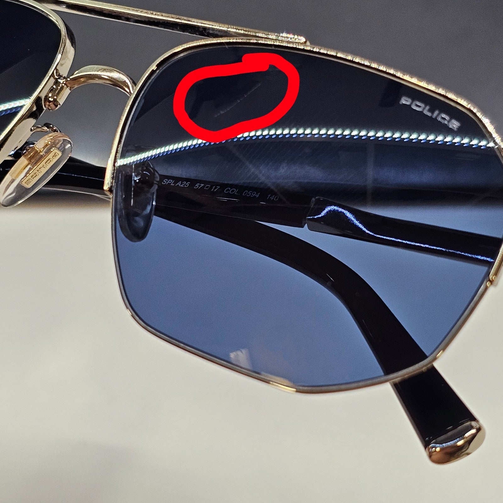 Police Lewis Hamilton F1 Sunglasses Gold Blue Square Metal SPL A25 COL 0594 [A]