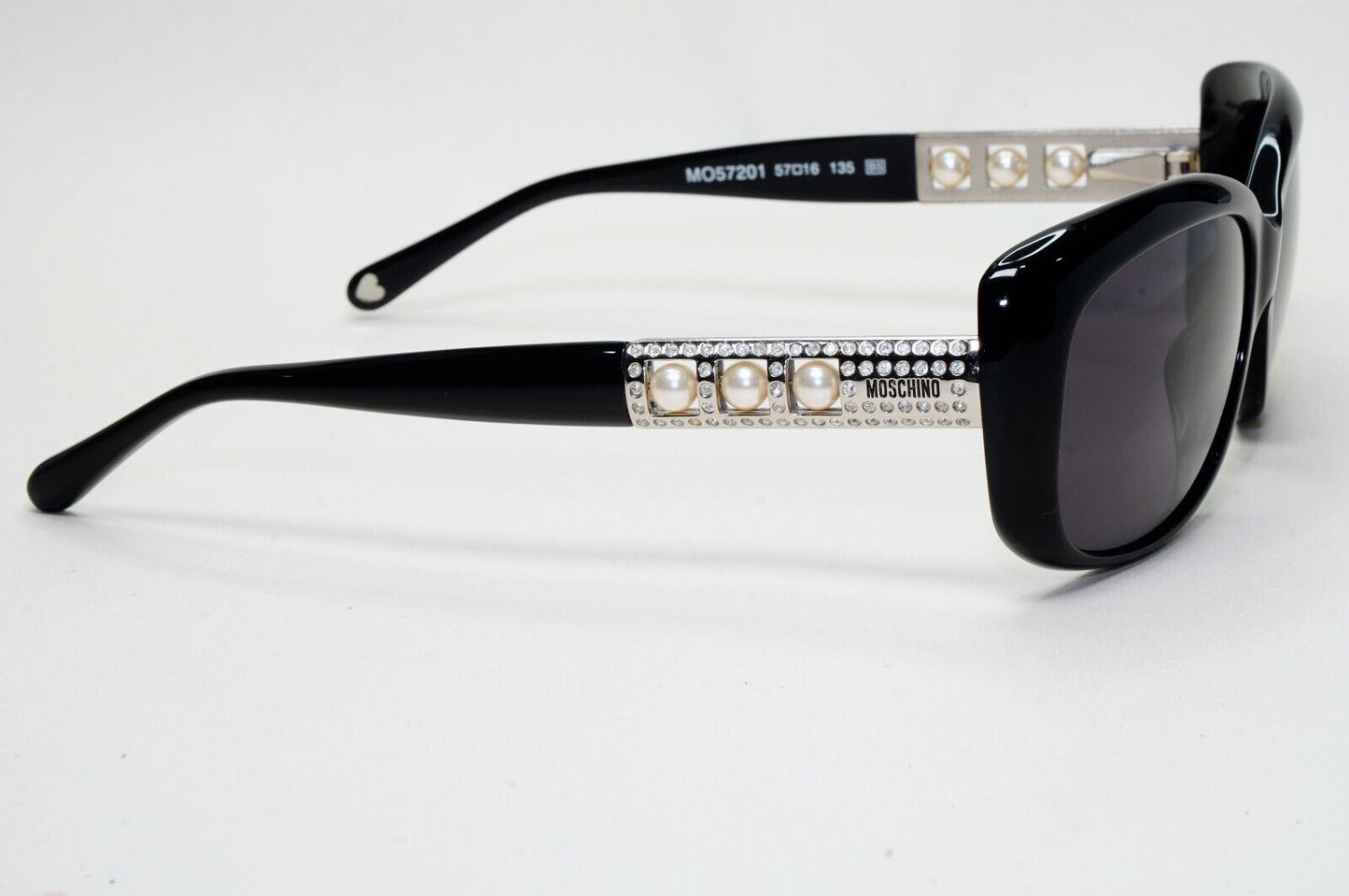 Moschino Sunglasses 2005 Vintage Black Silver Pearl Square MO572 01 101124