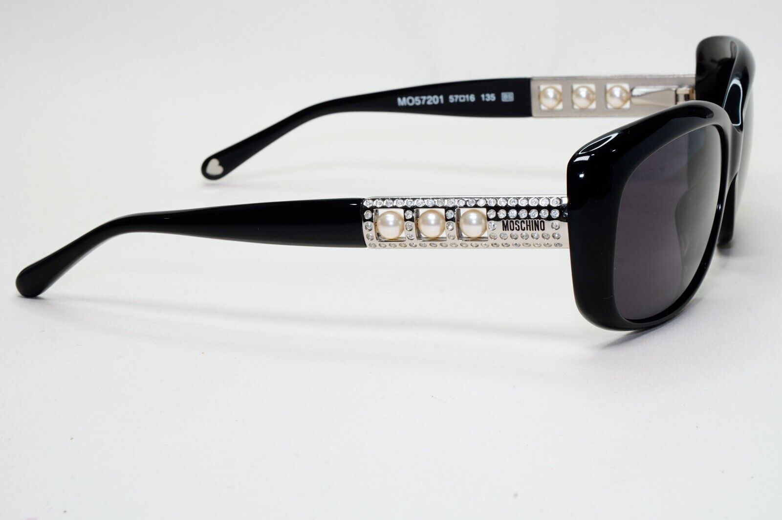 Moschino Sunglasses 2005 Vintage Black Silver Pearl Square MO572 01 101124