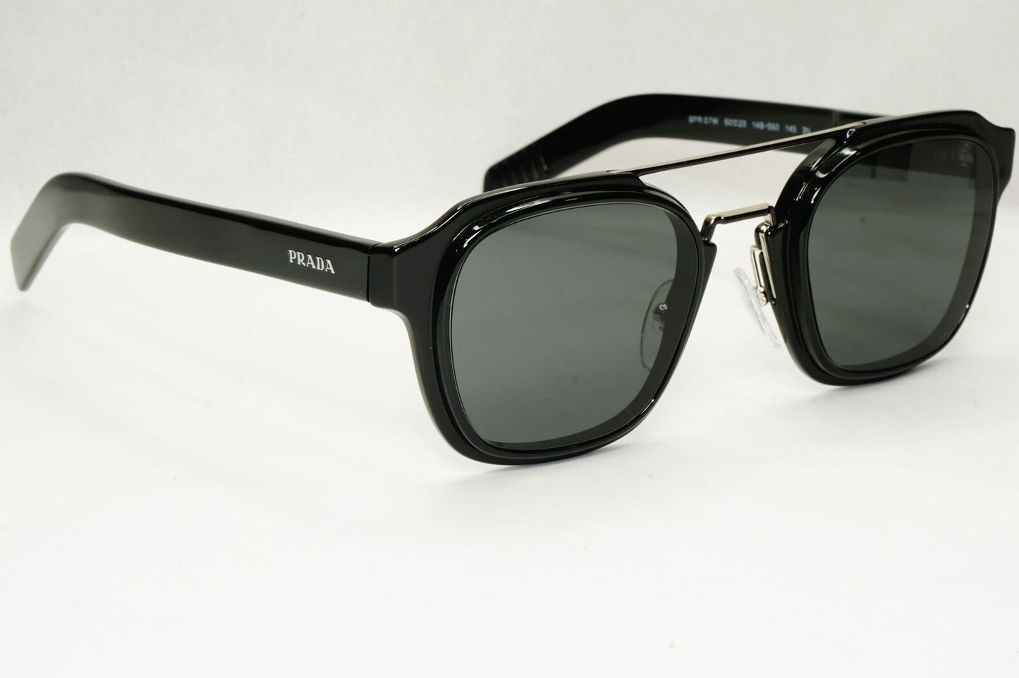 Prada Sunglasses Black Navigator Square Bridge Glossy PR07WS SPR 07W 1AB-5S0