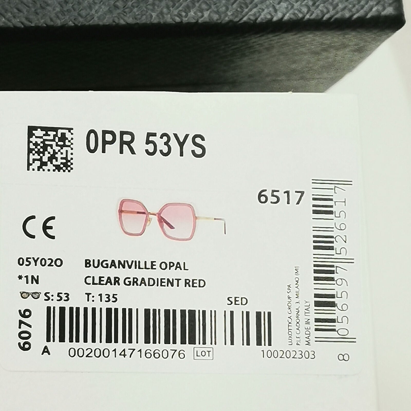 Prada Sunglasses Lilac Gold Buganville Opal Square PR53YS SPR 53Y 05Y-02O