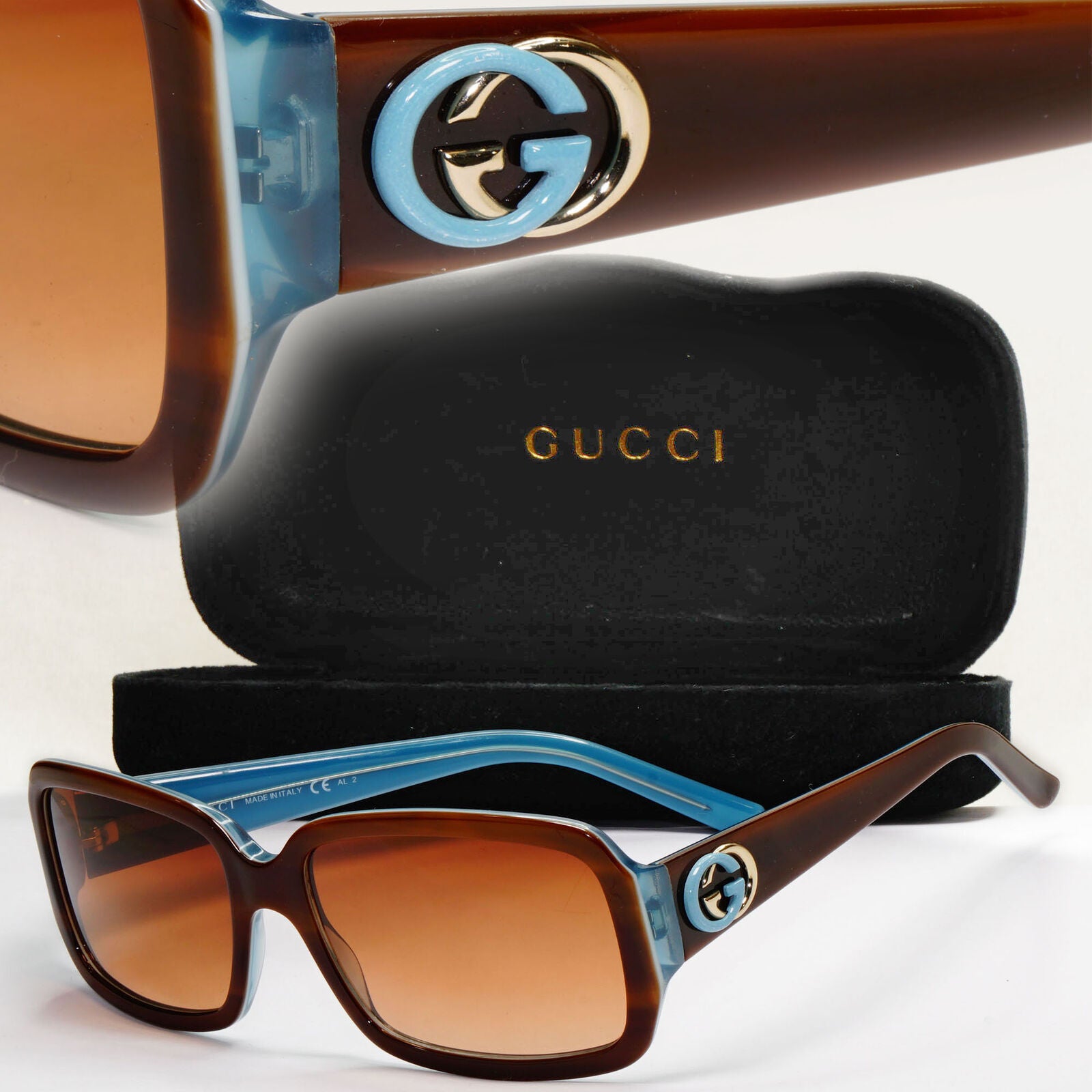 Gucci Sunglasses 2008 Vintage Brown Blue Square Gradient GG 3159/S IPRIF 270124