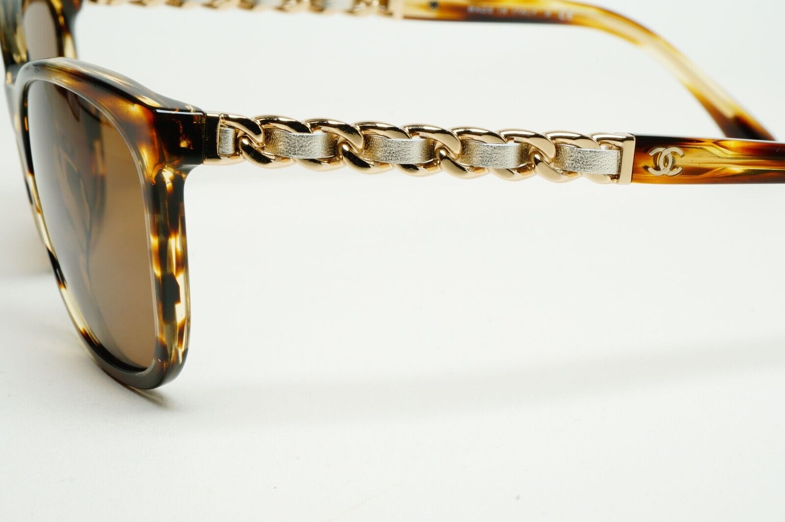 Chanel Sunglasses Leather Chain Gold Brown Tortoise 5260-Q c.1498/S5 57mm 261124