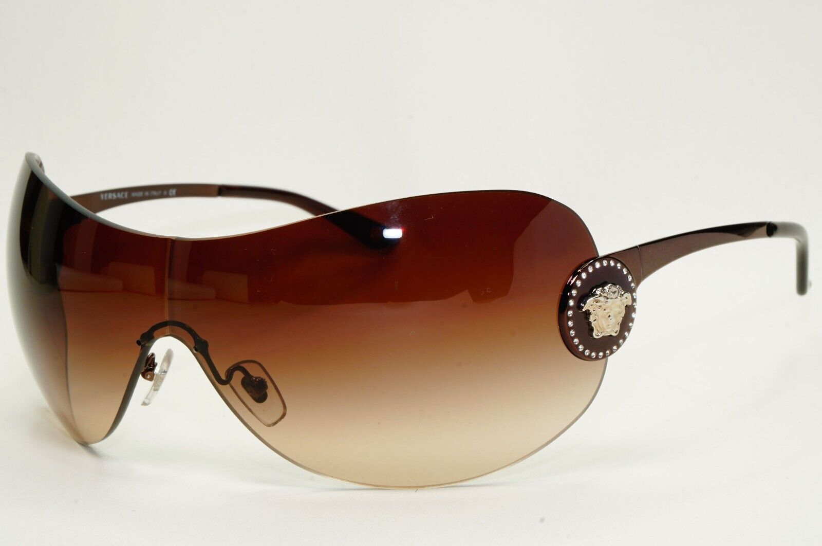 Versace Sunglasses 2008 Vintage Shield Rimless Rare MOD VE 2113-B 1257/13 250924