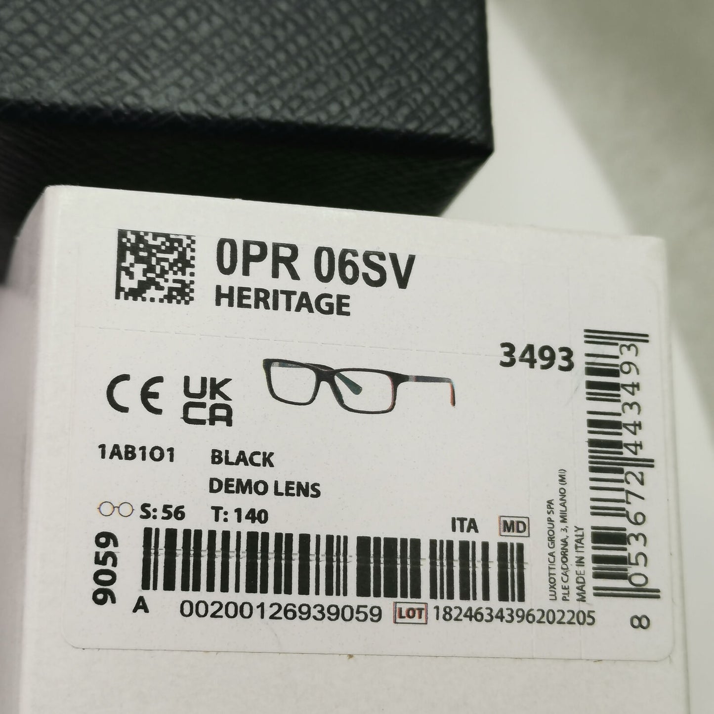 Prada Sunglasses Black Rectangle Square Fashion PR06SV VPR 06S 1AB-1O1 56mm