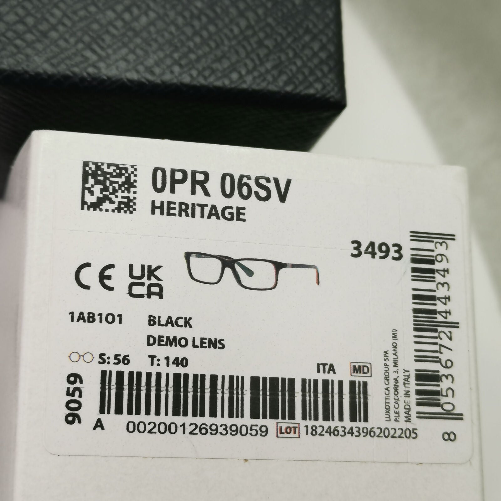 Prada Sunglasses Black Rectangle Square Fashion PR06SV VPR 06S 1AB-1O1 56mm