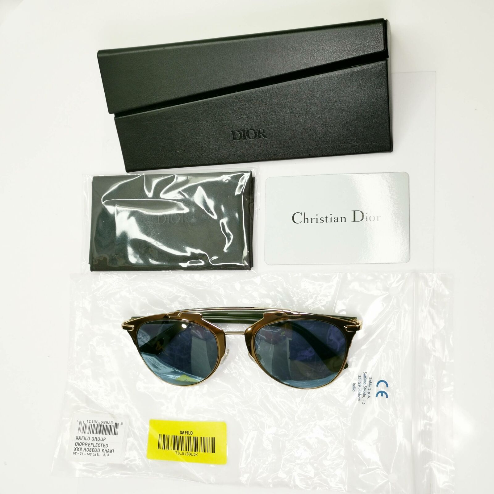 Authentic Dior Womens Gold Blue Mirror Designer Sunglasses Reflected XX83J
