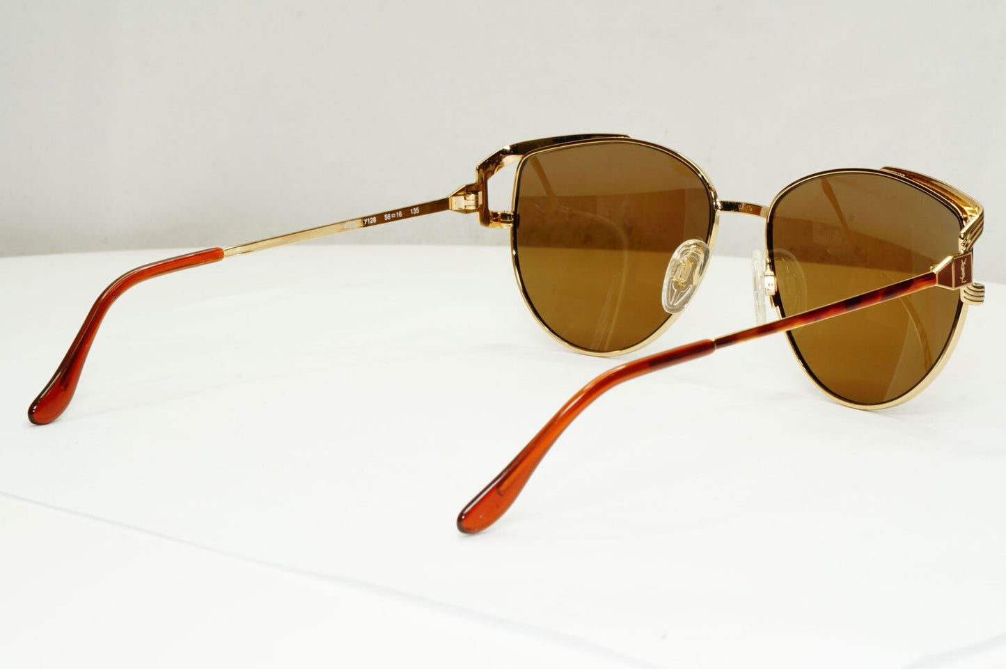 YSL 1988 Sunglasses Vintage Yves Saint Laurent Gold Brown Square 4003 Y128 56mm