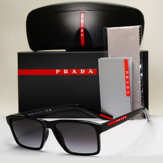 Prada Sunglasses Black Glossy Square Grey Gradient PS05YS SPS 05Y 1AB-09U 58mm