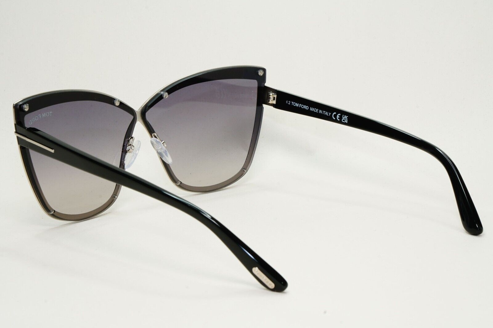 Tom Ford Sunglasses Sandrine-02 Black Smoke Mirror Cat Eye FT0715 TF 715 01C