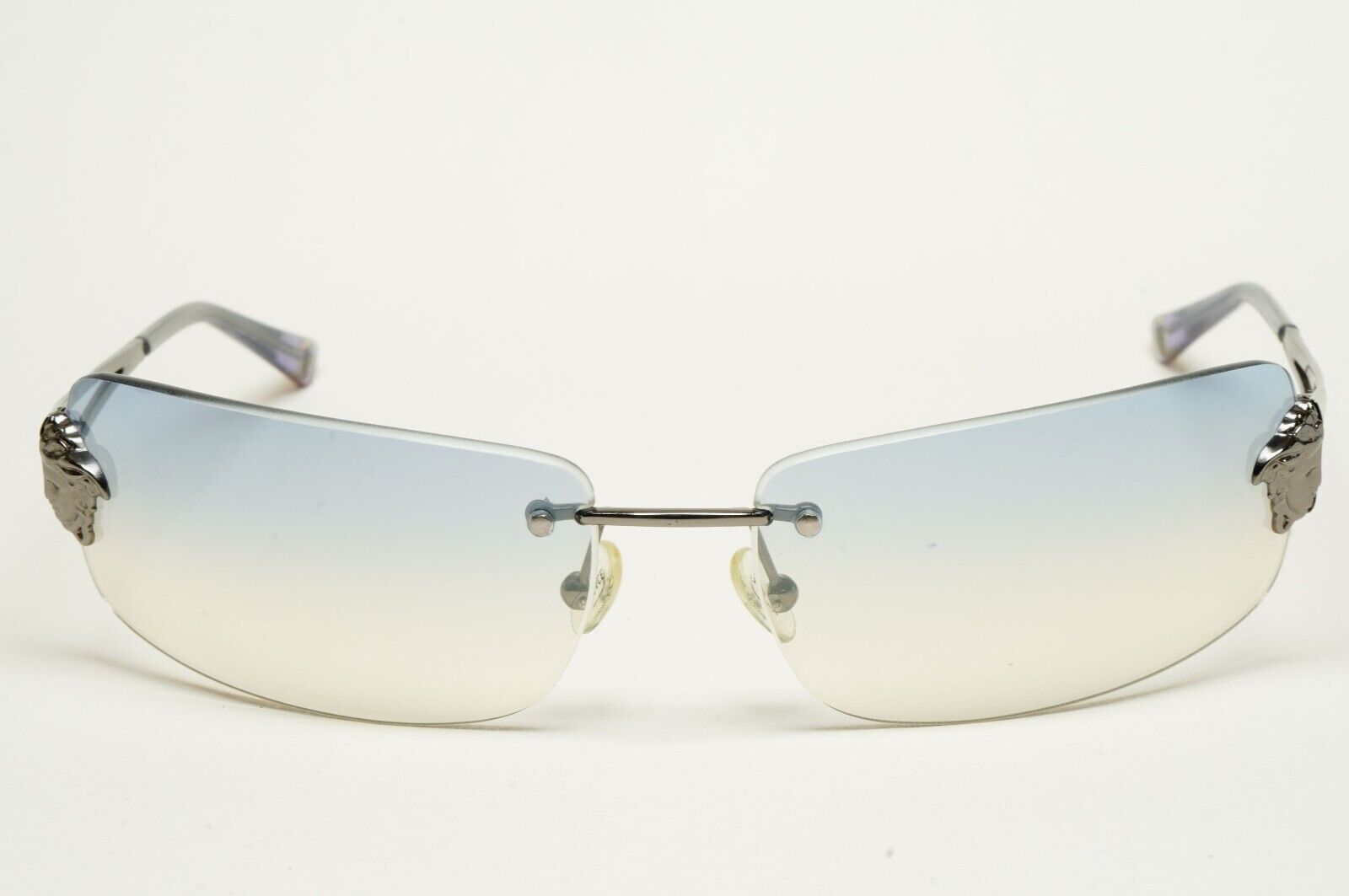 Versace Sunglasses 2002 Vintage Rimless Gunmetal Blue MOD N40 COL 89M/538 290125