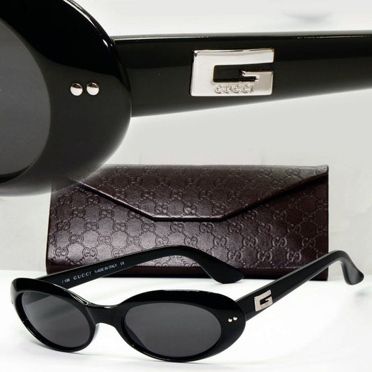 Gucci Sunglasses 1997 Vintage Black Silver Womens Oval GG 2413/N/S 807 301224