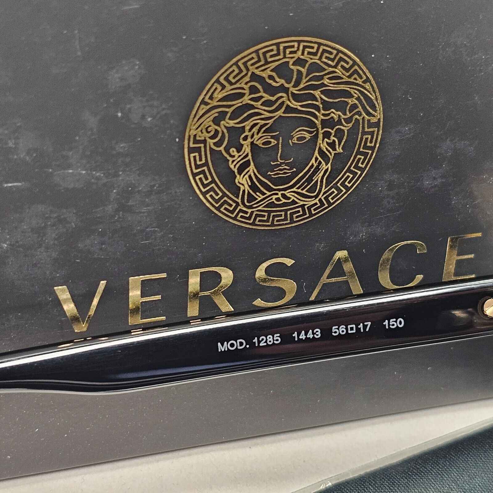 Versace Sunglasses Black Gold Medusa Metal Square MOD VE 1285 1443 56mm