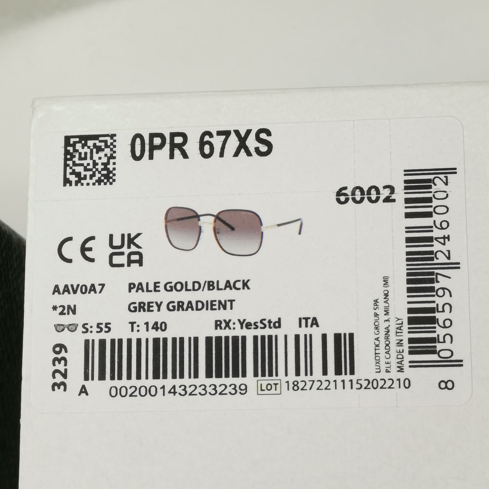 Prada Sunglasses Black Gold Grey Gradient Square PR67XS SPR 67X AAV-0A7