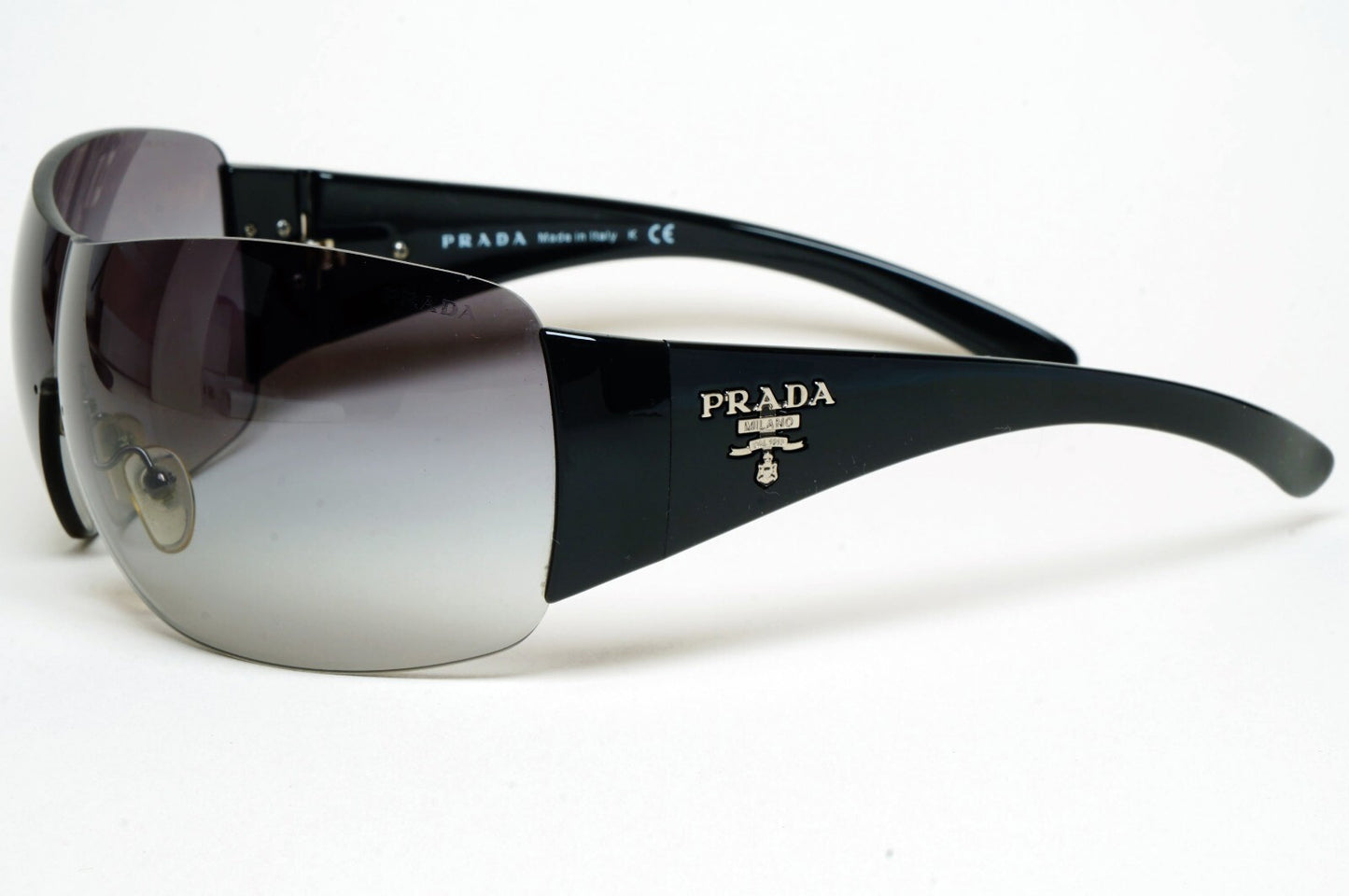 Prada Sunglasses 2012 Black Grey Wrap Shield PR22MS SPR 22M 1AB-3M1 130225