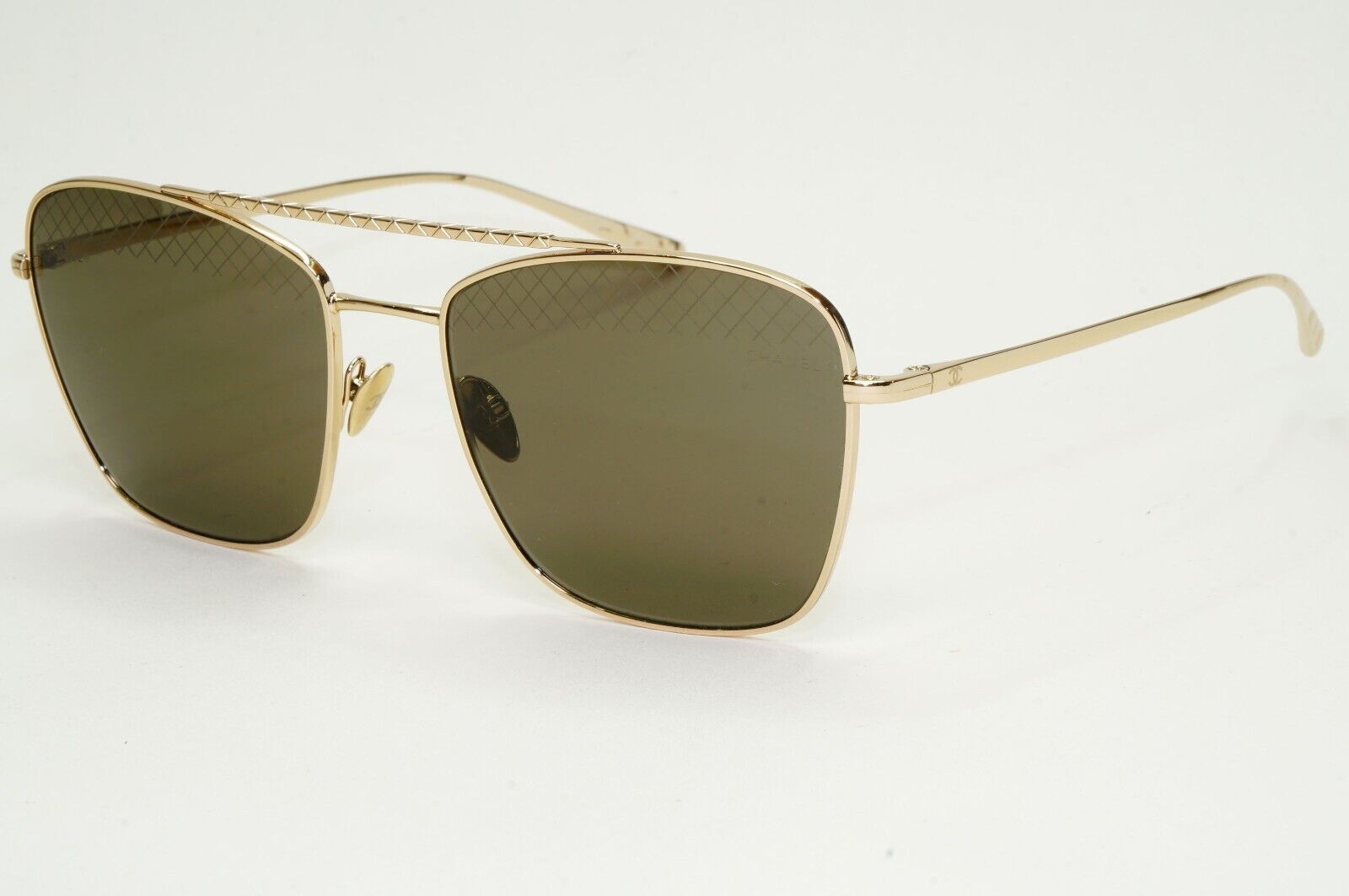 Chanel Sunglasses Gold Square Metal Navigator Pilot 4256 c.395/3 55mm
