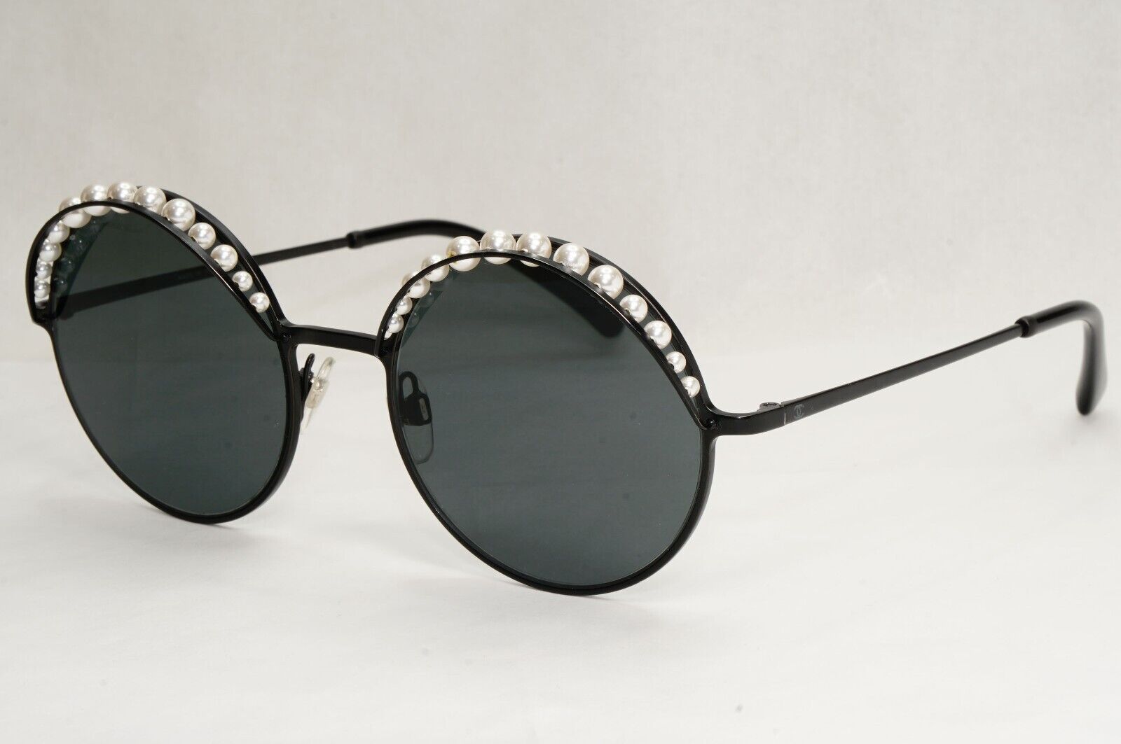 Chanel Sunglasses Pearl Black Round Metal Grey 4234-H C.101/S4 53mm