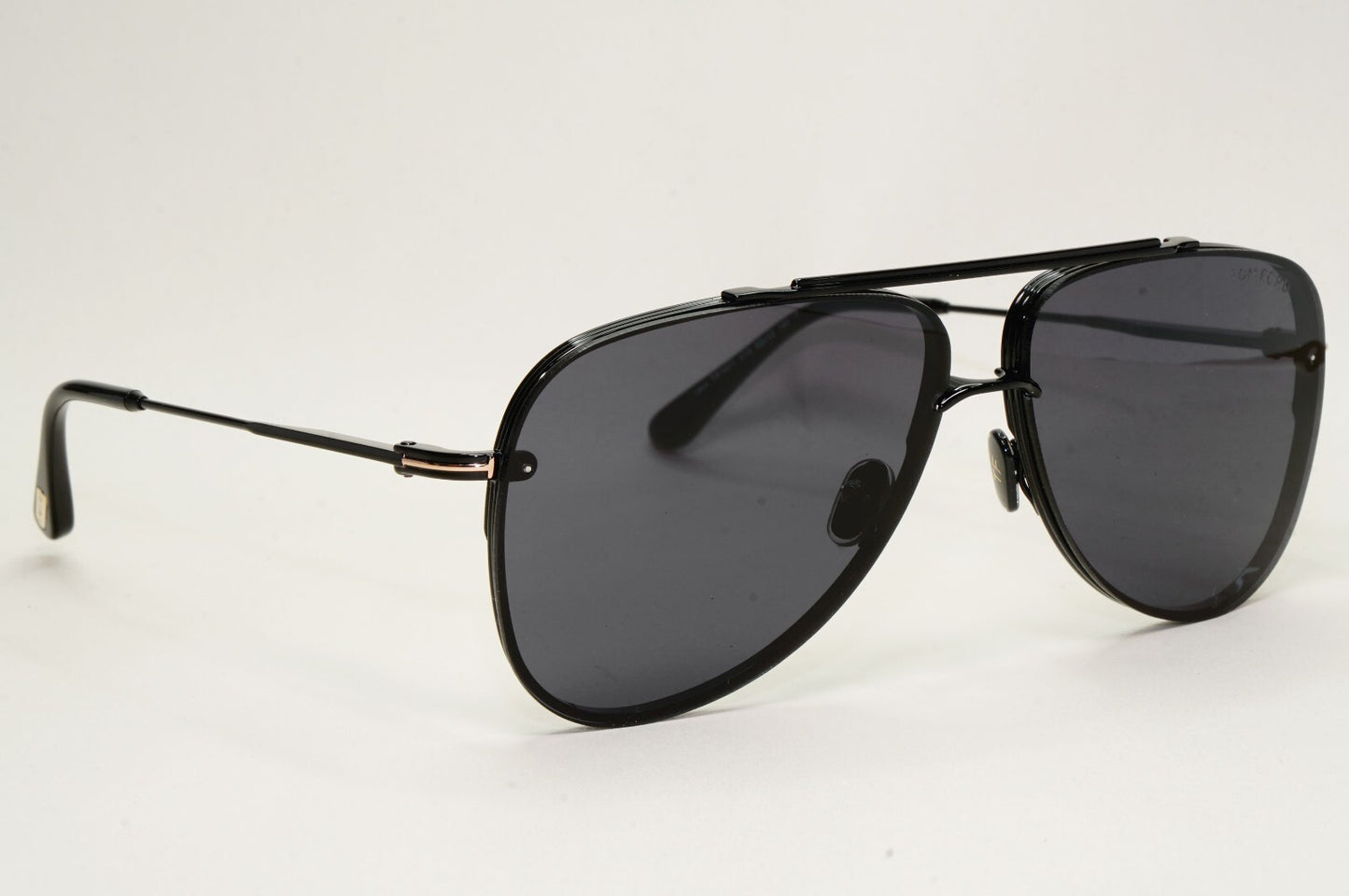 Tom Ford Sunglasses Black Glossy Metal Pilot Leon FT1071 TF 1071 01A 62mm [a]