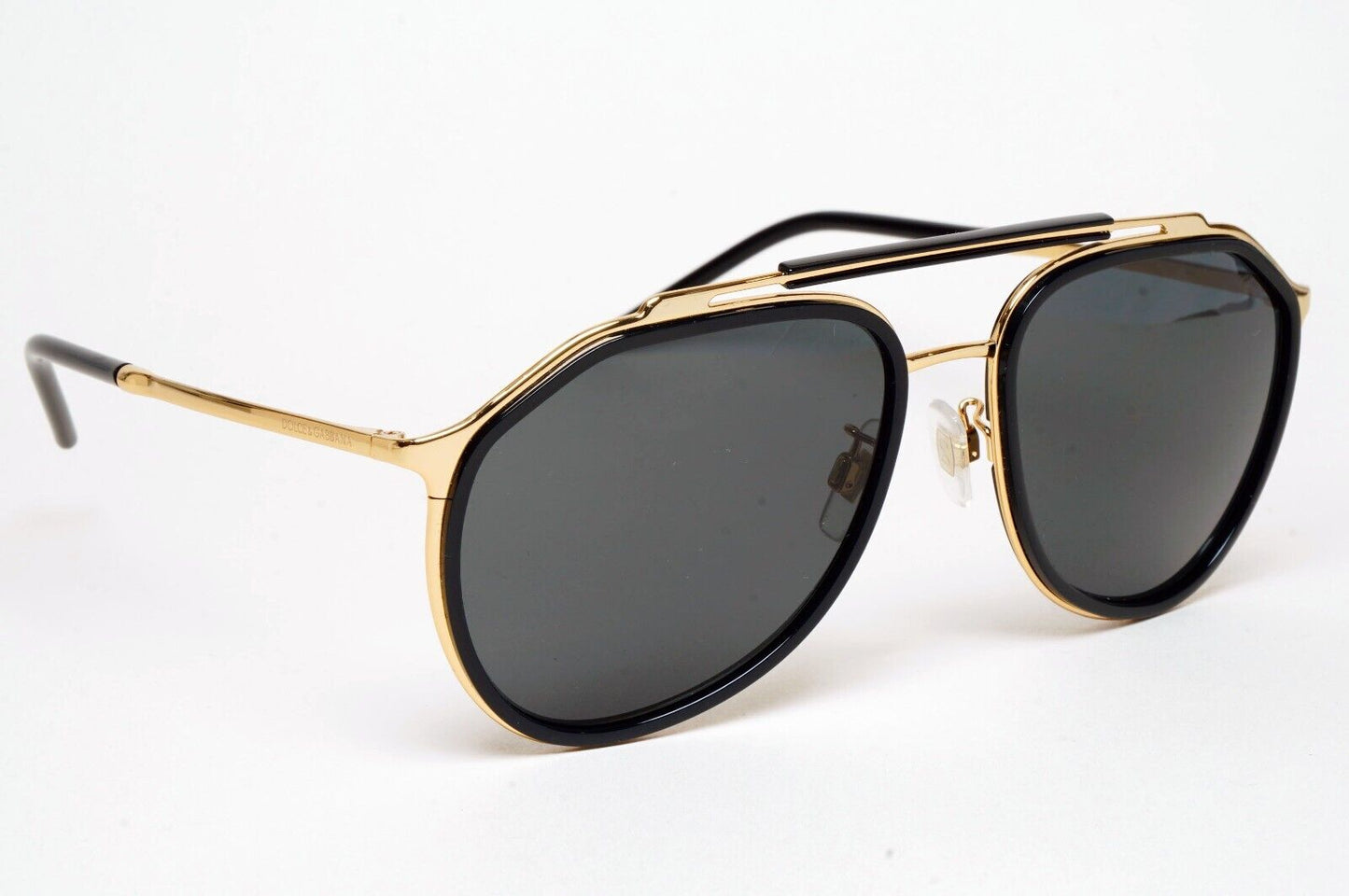 Dolce & Gabbana Sunglasses Black Gold Pilot Brow Bar D&G DG 2277 02/87 57mm