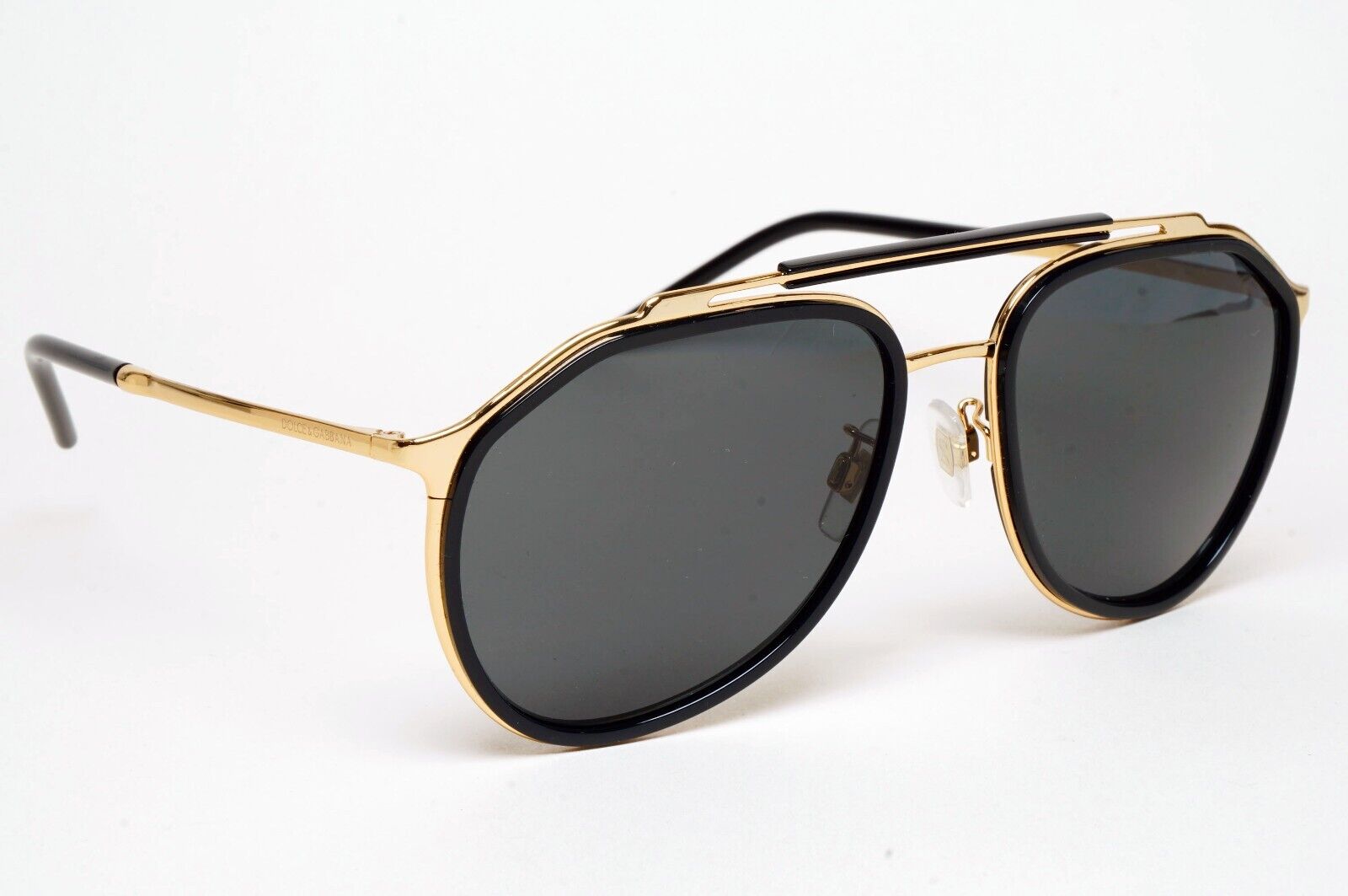 Dolce & Gabbana Sunglasses Black Gold Pilot Brow Bar D&G DG 2277 02/87 57mm