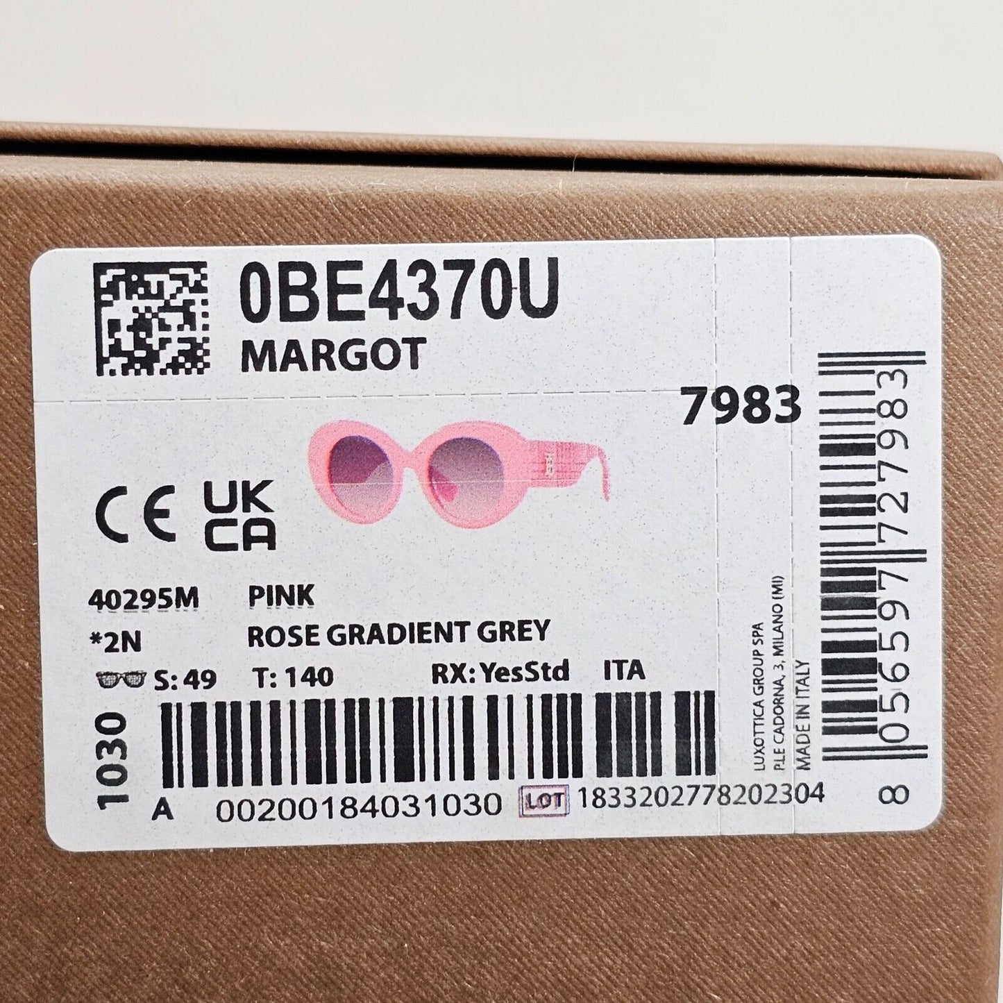 Burberry Sunglasses Margot Pink Grey Gradient BE 4370-U 4029/5M 49mm