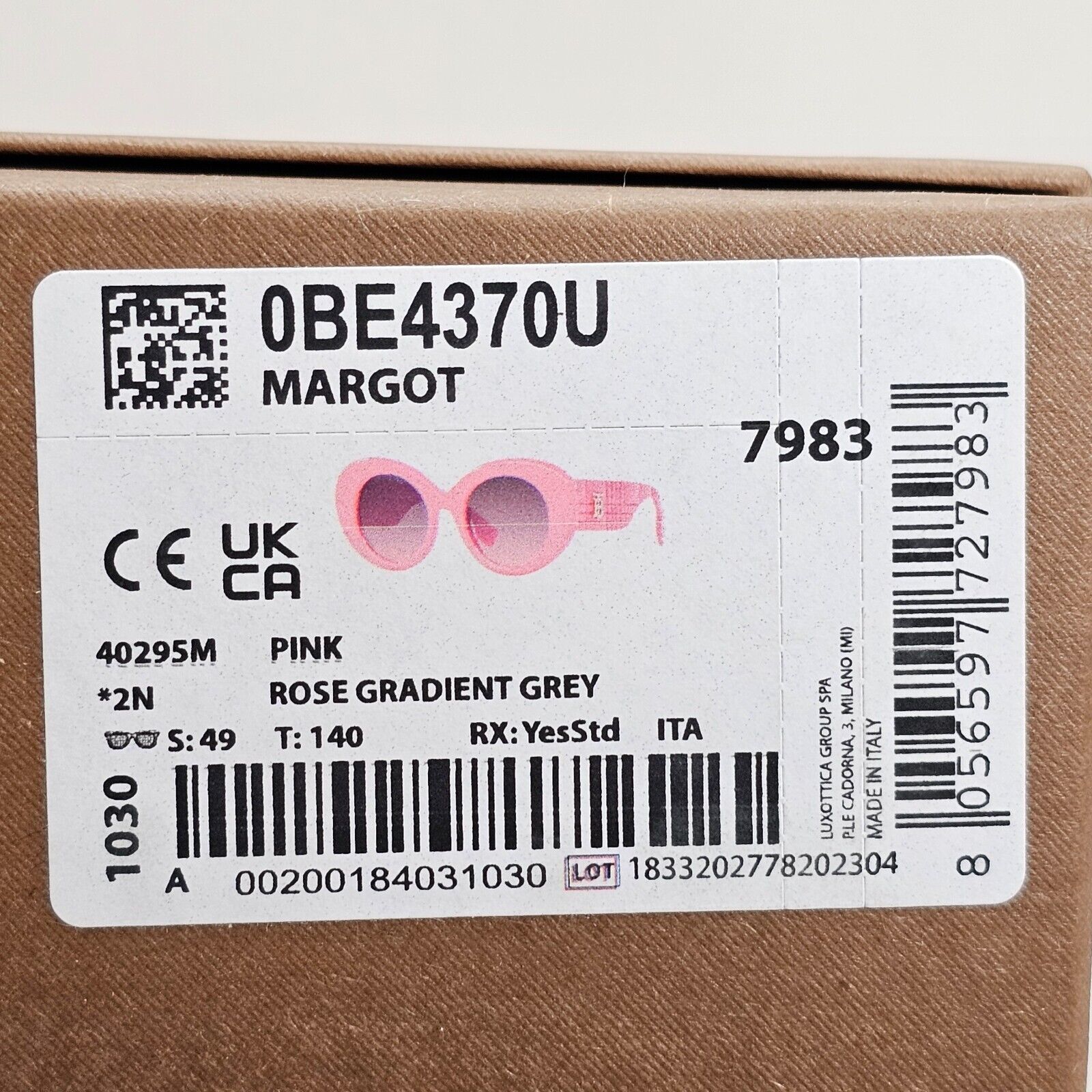 Burberry Sunglasses Margot Pink Grey Gradient BE 4370-U 4029/5M 49mm