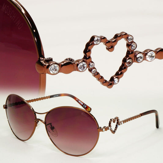 Moschino Sunglasses 2005 Vintage Brown Bronze Oval Heart MO574 02 101124