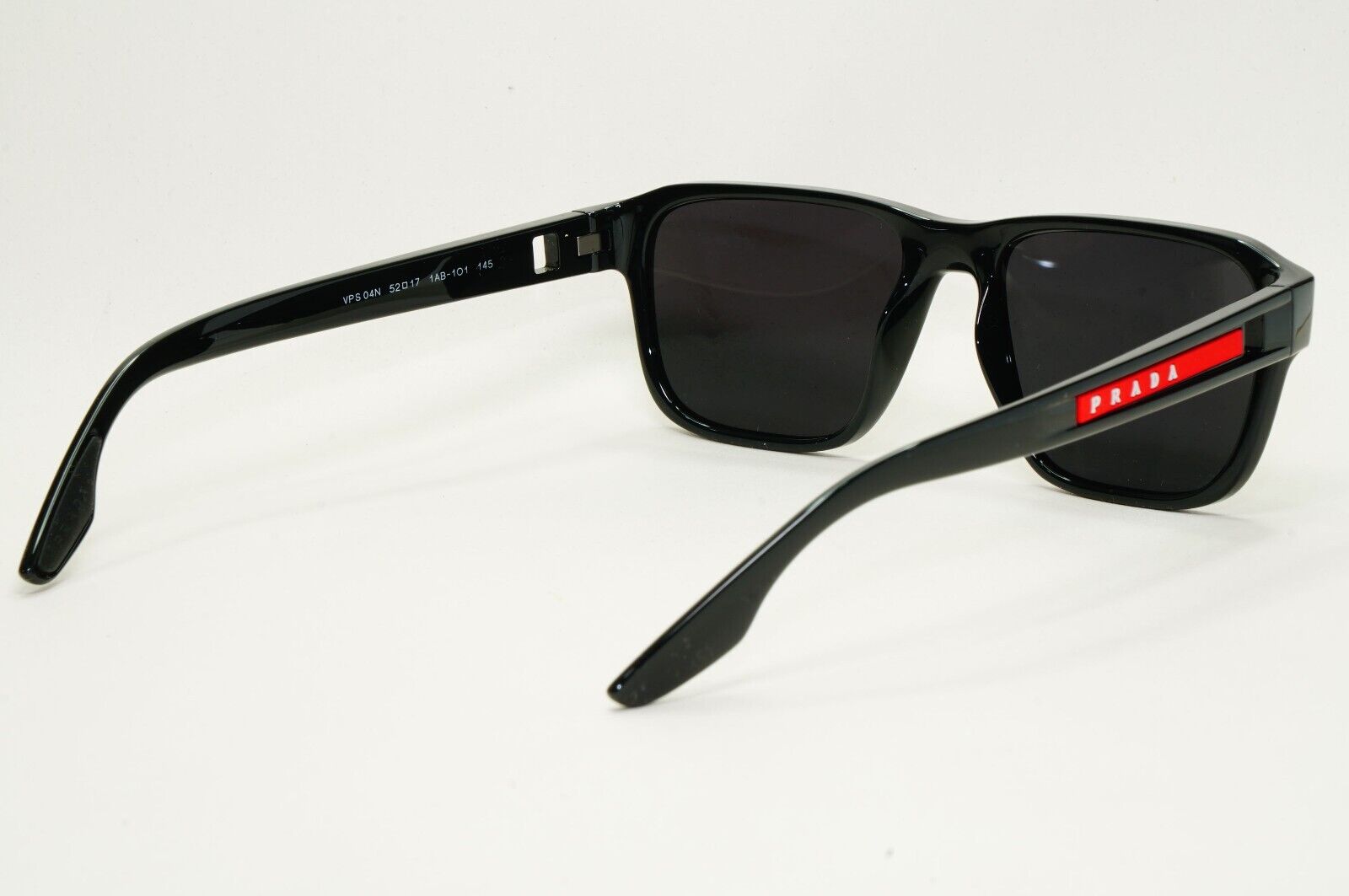 Prada Sunglasses Black Glossy Square Linea Rossa PS04NV VPS 04N 1AB-1O1 52mm
