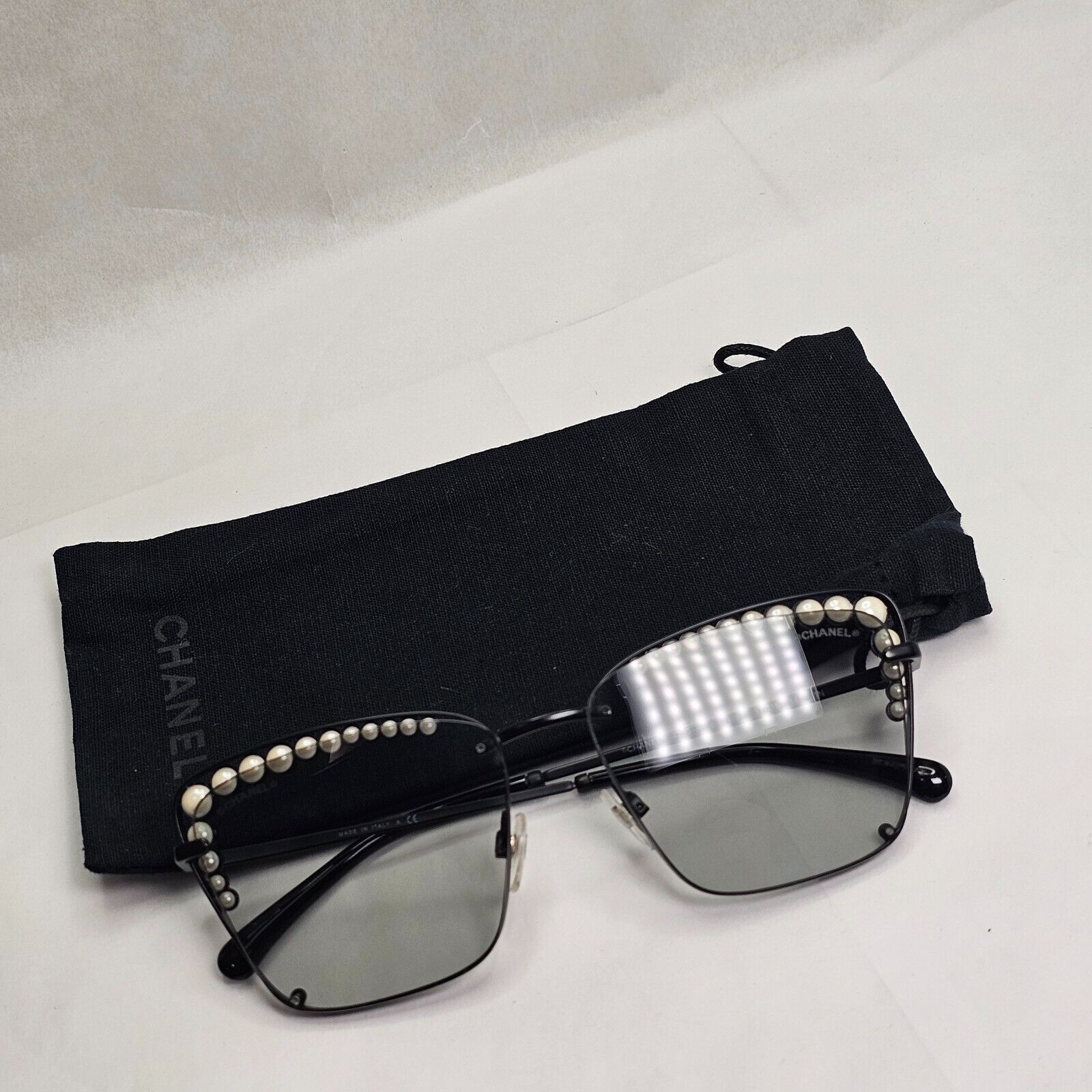 Chanel Sunglasses Pearl Black Square Metal Light Grey 4235-H c.101/87 57mm