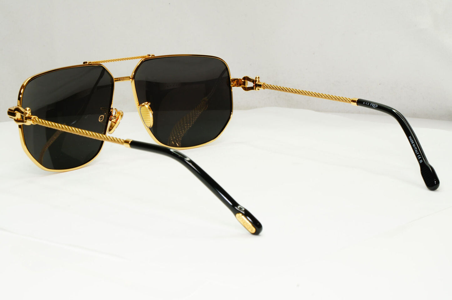 Fred Sunglasses FG50013U Gold Black Cable Twist Square Pilot 030 Force 10