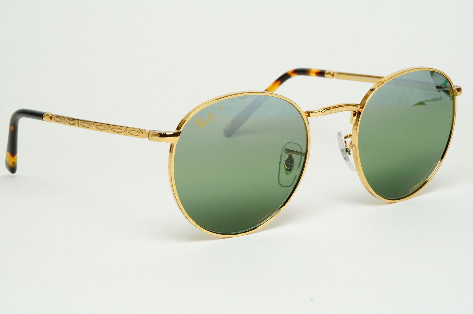 Ray-Ban Sunglasses Polarized New Round Chromance Gold RB 3637 9196/G4 53mm