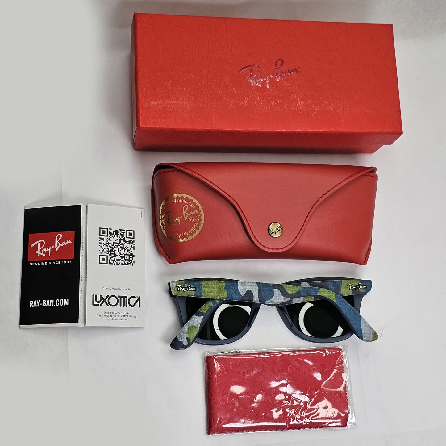Ray-Ban Sunglasses Wayfarer Camoflauge Blue Silver Grey Mirror RB 2140 6061/40