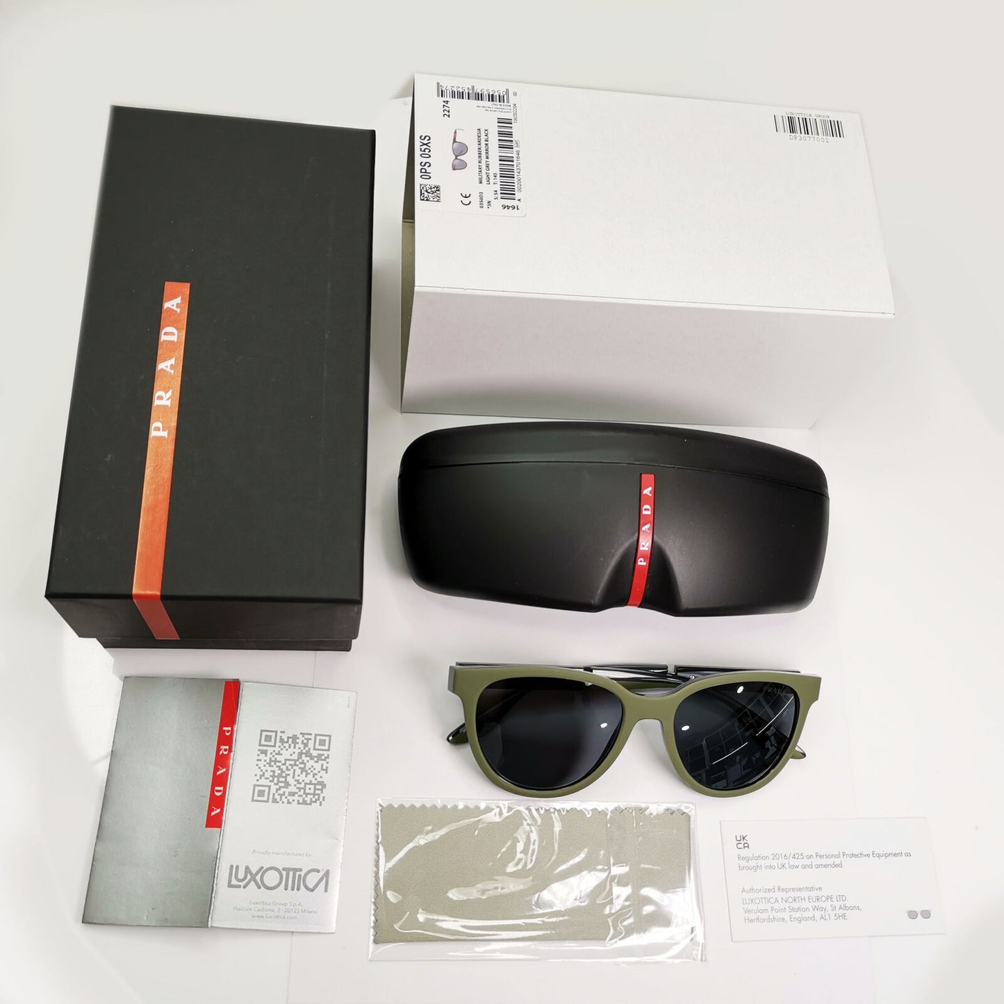 Prada Military Green Black Sunglasses Mirror Silver Grey SPS 05X PS05XS 03S-0D3
