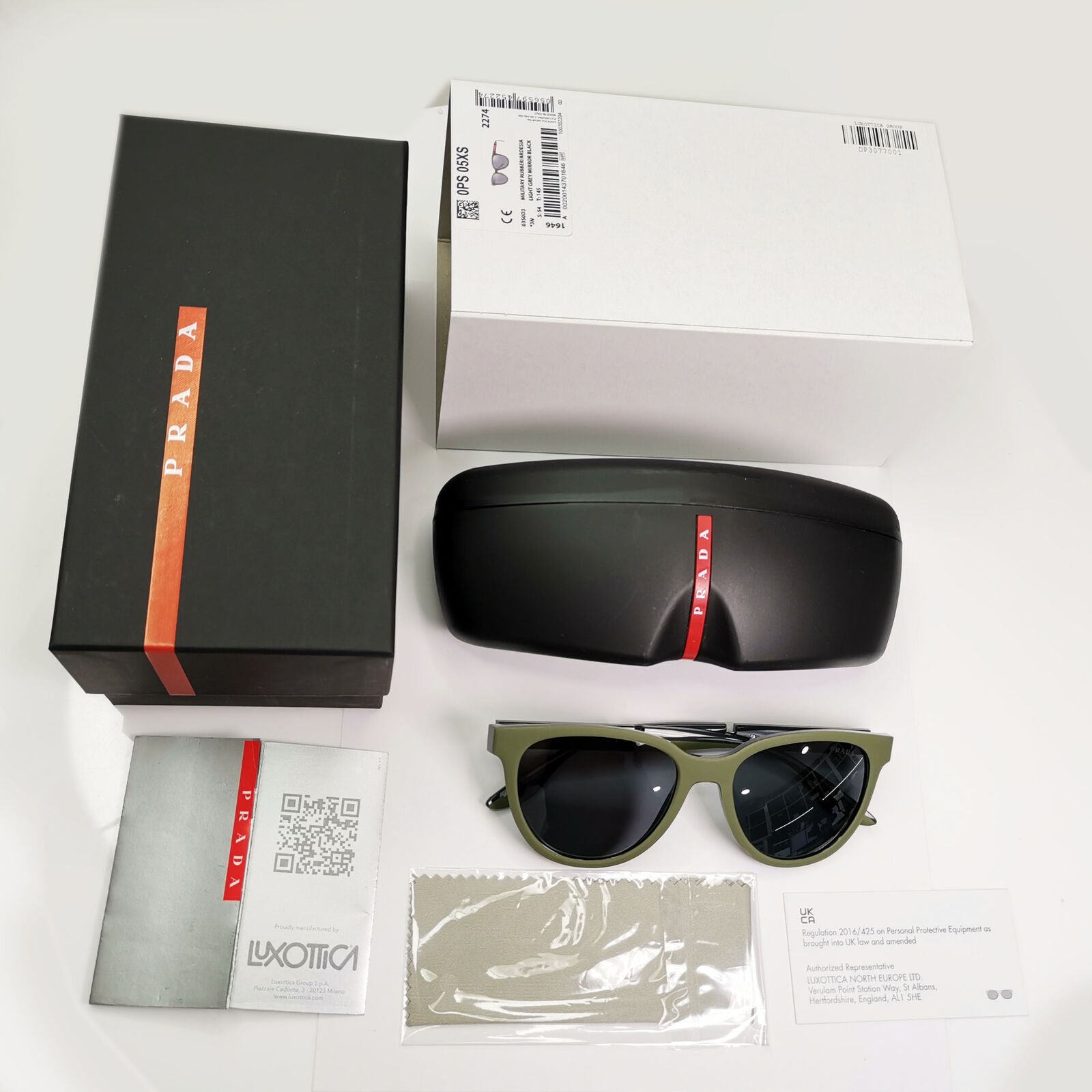 Prada Military Green Black Sunglasses Mirror Silver Grey SPS 05X PS05XS 03S-0D3