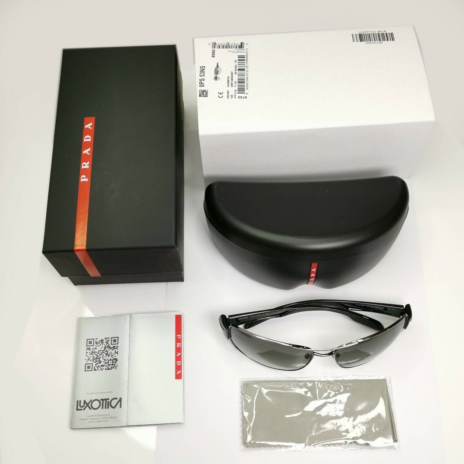 Prada Sunglasses Mens Black Grey Gradient Fade Square PS53NS SPS 53N 5AV-3M1