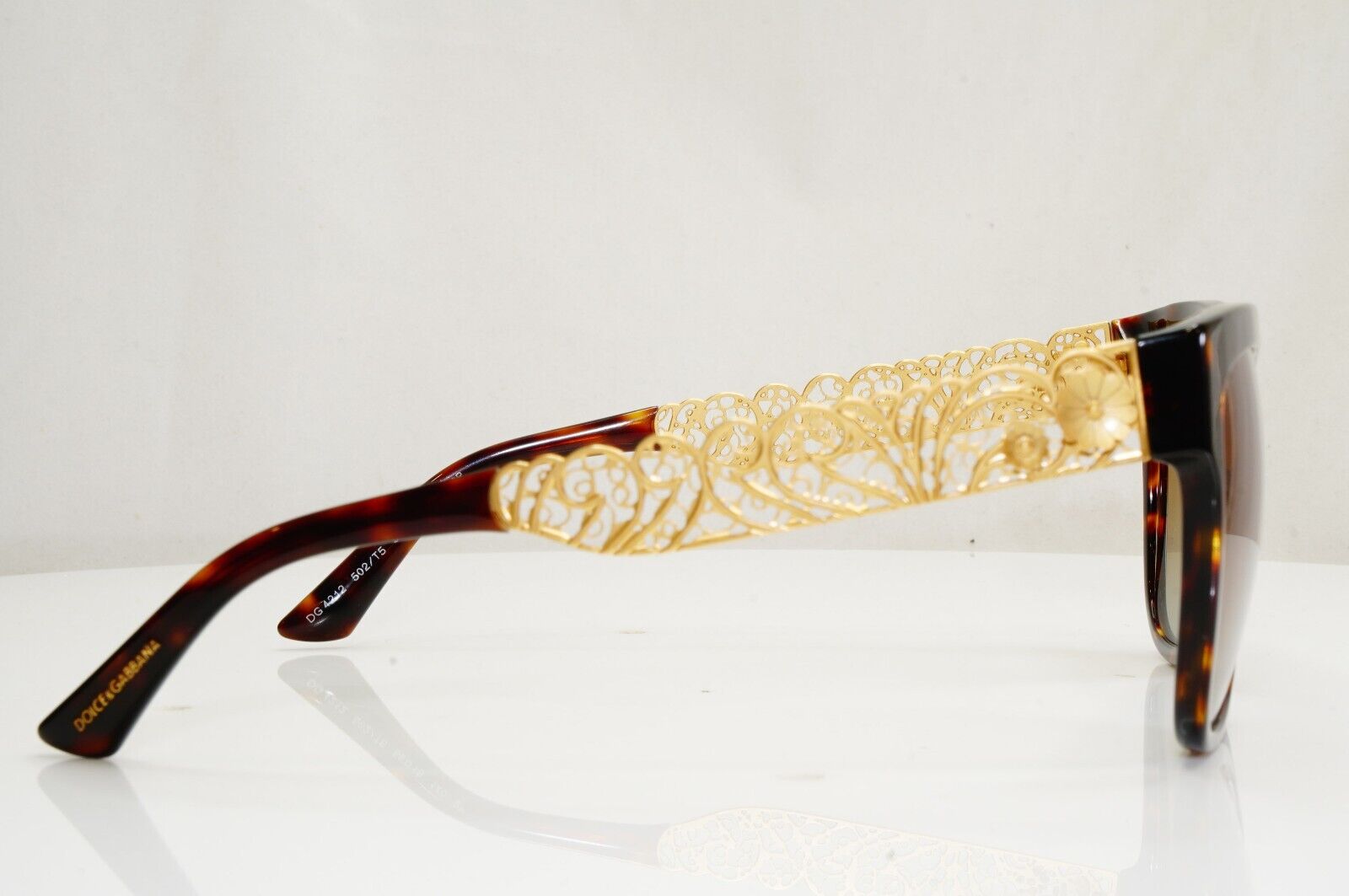 Dolce & Gabbana Sunglasses Polarized Ornate Gold Flowers DG 4212 502/T5 28201