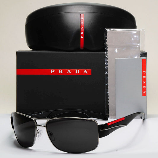 Prada Sunglasses Black Wrap Navigator Square PS53NS SPS 53N 5AV-3M1 65mm 210924