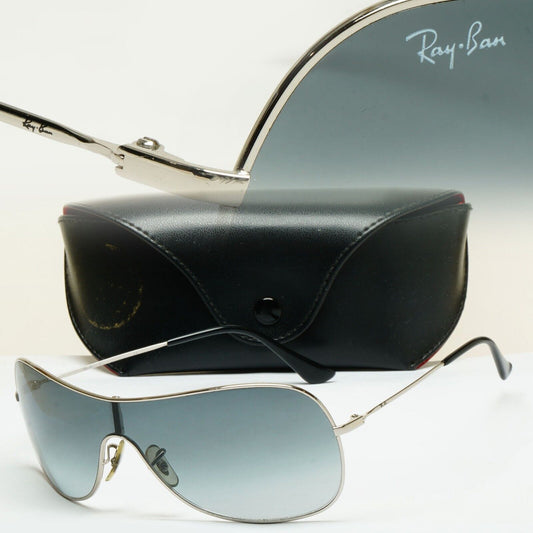 Ray-Ban Sunglasses 2005 Vintage Shield Grey Silver RB 3211 003/8G Small 310125