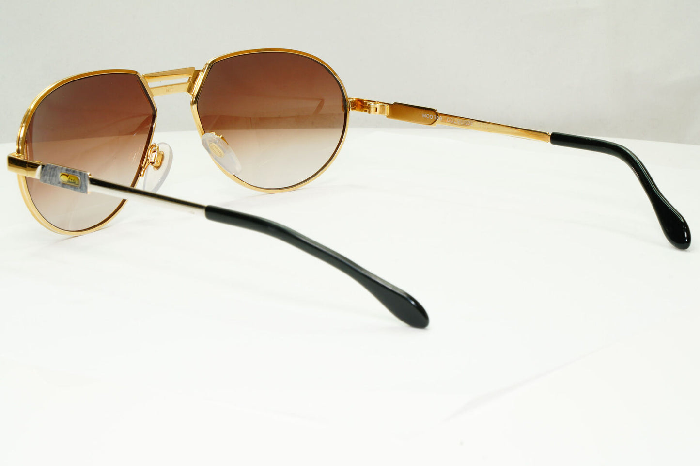 Cazal 1990s Gold Sunglasses Vintage Pilot Silver Brown MOD 739 COL 96/375 181022