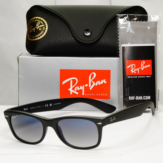 Ray-Ban Sunglasses Polarised New Wayfarer Black Matte Blue RB 2132 601-S/78 52mm