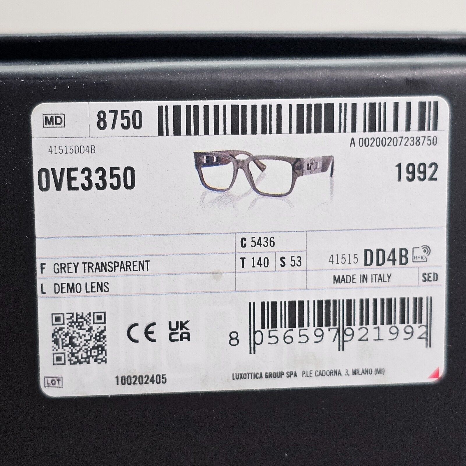 Versace Sunglasses Brown Grey Transparent Square Black Medusa MOD VE 3350 5436