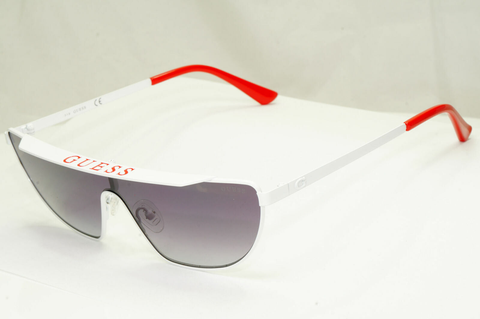 Guess Sunglasses Punk Visor Mens Womens Shield White Grey Smoke GU 7677 21C