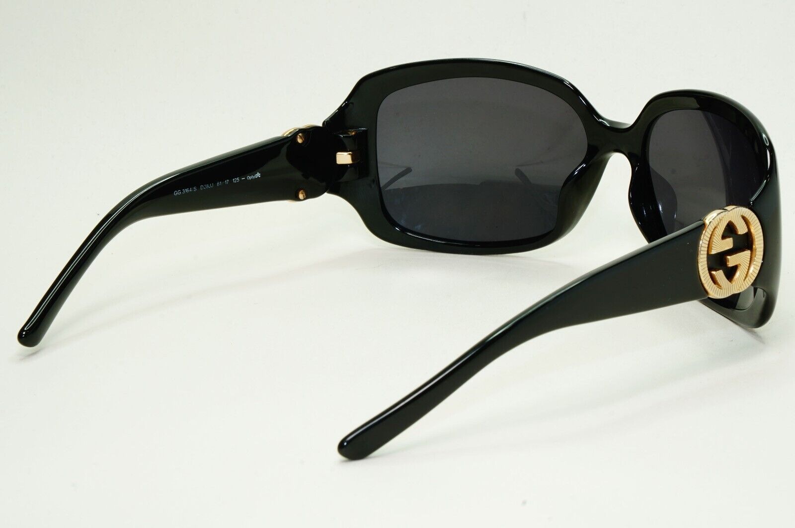 Gucci Sunglasses 2010 Vintage Black Gold Square GG 3164/S D28JJ 61mm 050824
