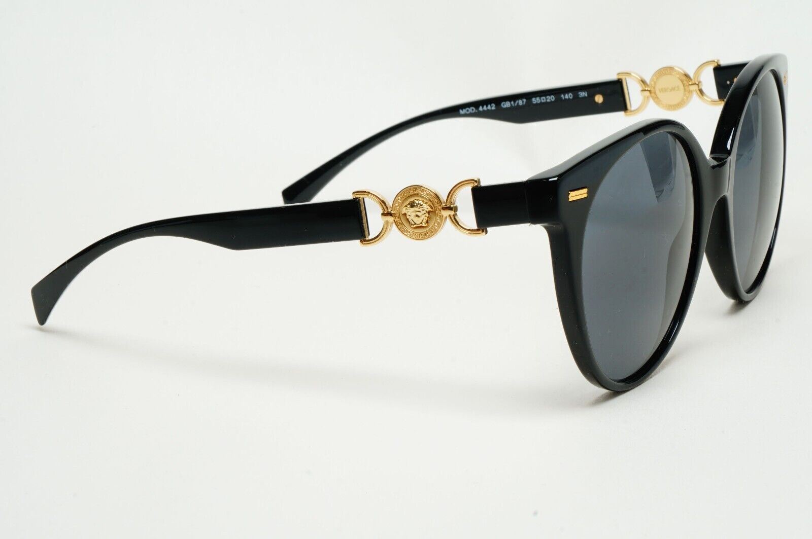 Versace Sunglasses Round Oversized Black Grey Gold Medusa MOD VE 4442 GB1/87