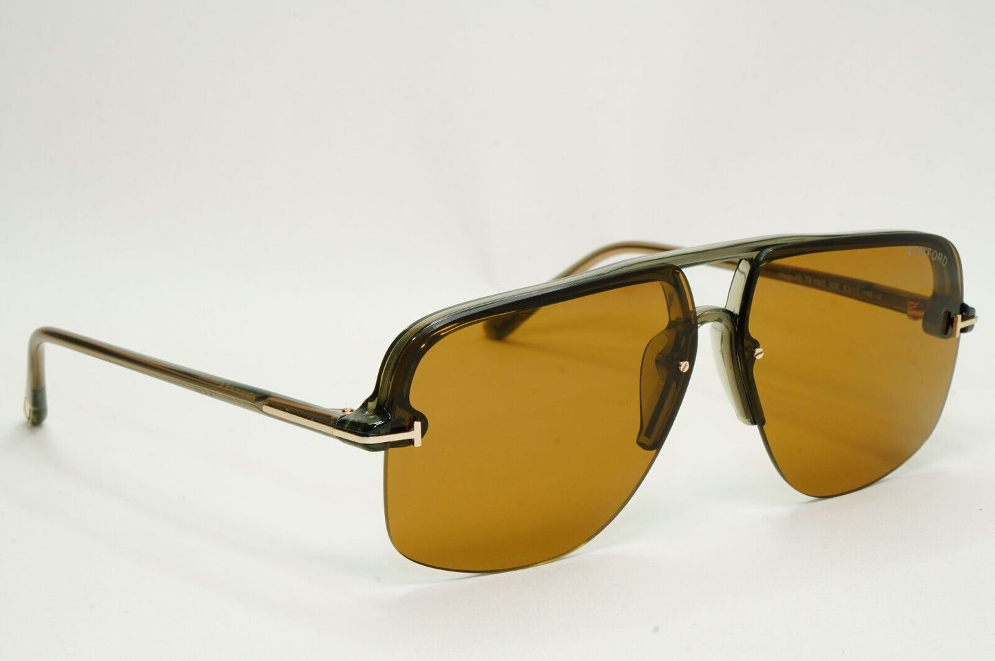 Tom Ford Sunglasses Hugo-02 Brown Semi Rimless Navigator FT1003 TF 1003 93E