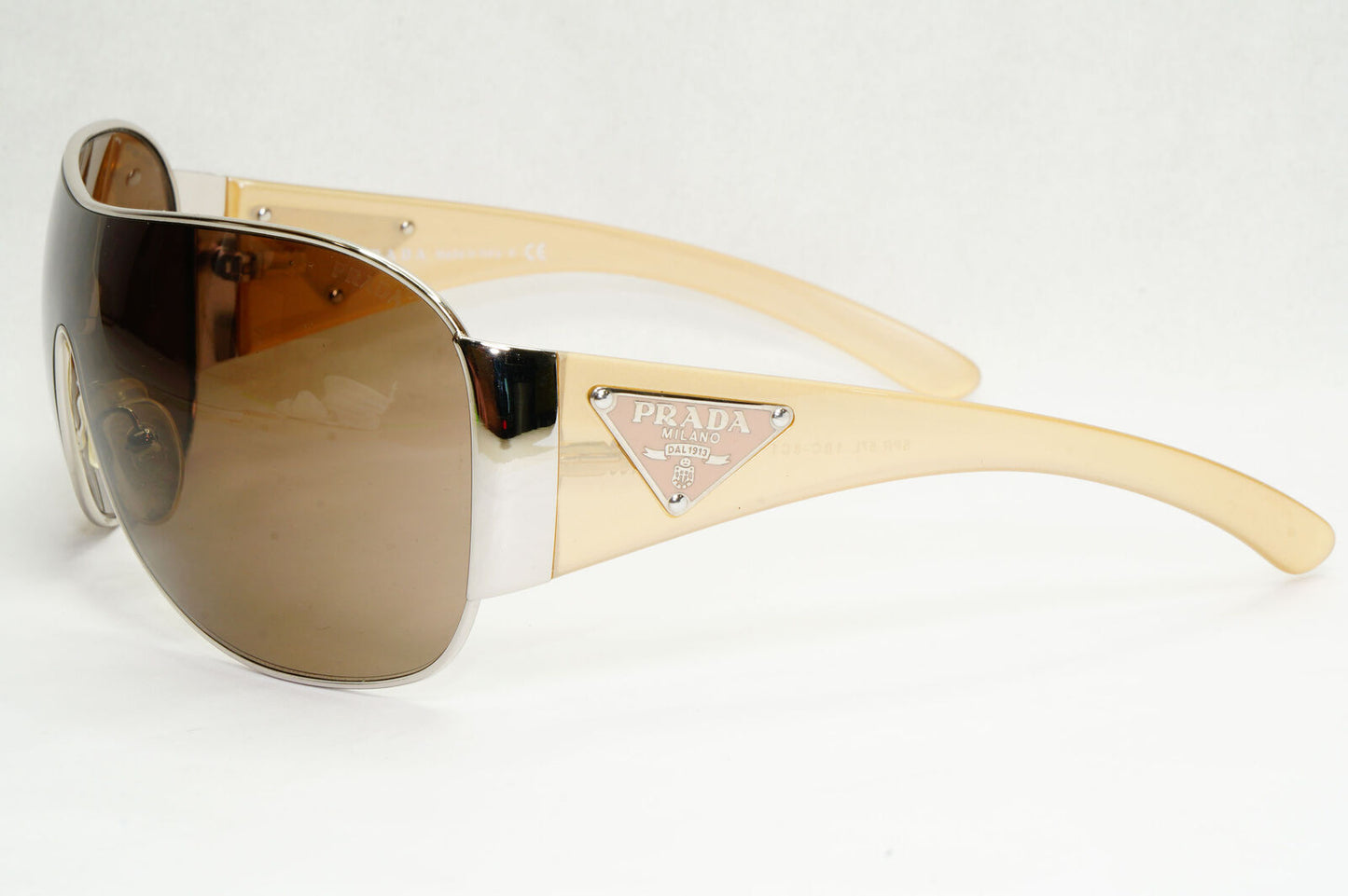 Prada Sunglasses 2010 Triangle Shield Silver Brown PR57LS SPR 57L 1BC-8C1 191223