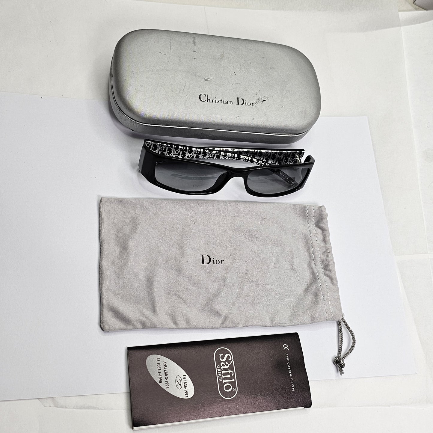 Dior Sunglasses 2004 Vintage Rectangle Black Grey Slim Small Thursday 5K3 180224