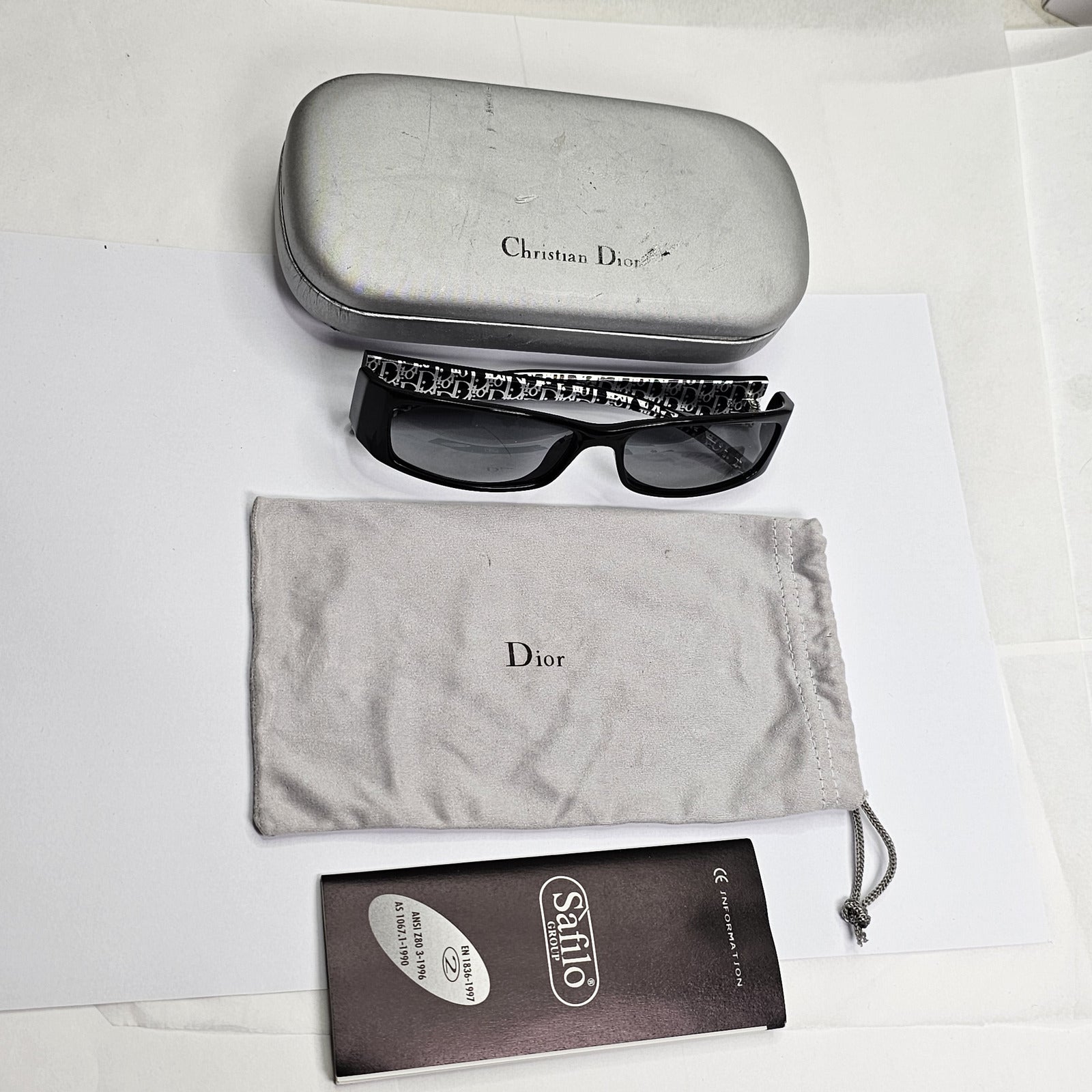 Dior Sunglasses 2004 Vintage Rectangle Black Grey Slim Small Thursday 5K3 180224