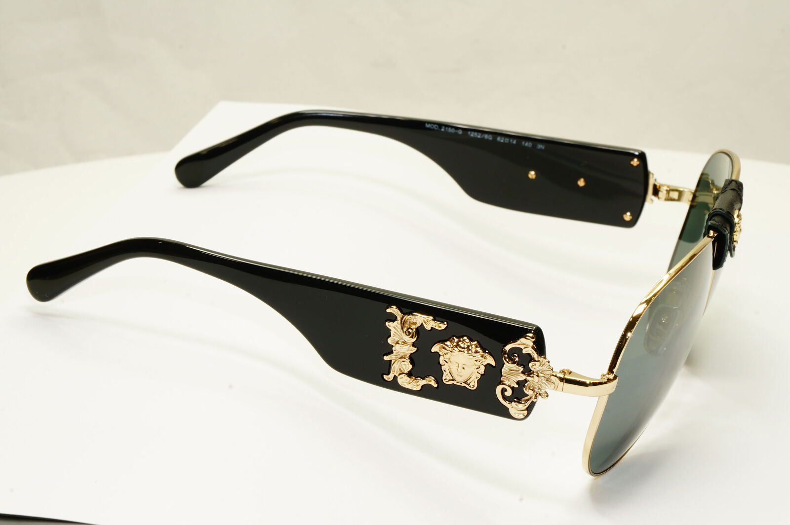 Versace Gold Medusa Sunglasses Metal Pilot Grey Mirror Black MOD 2150 Q 1252/6G